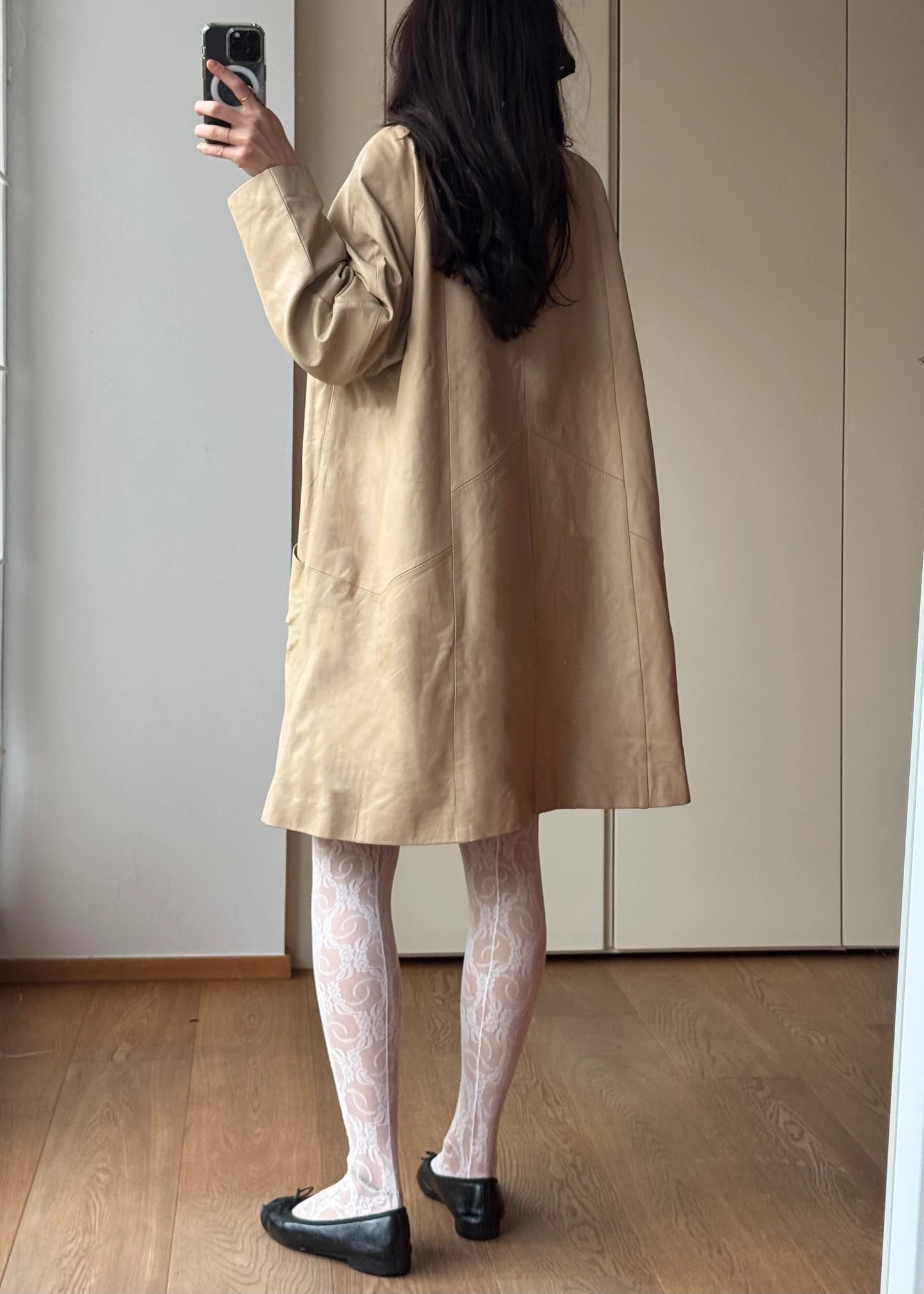 Giacca Oversize vintage y2k in Pelle Beige