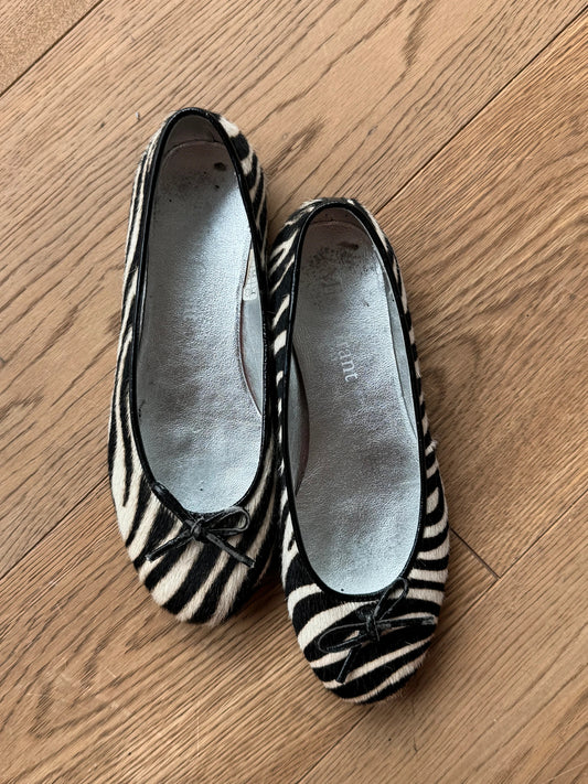 Ballerine in Cavallino e Pelle con Motivo Zebra