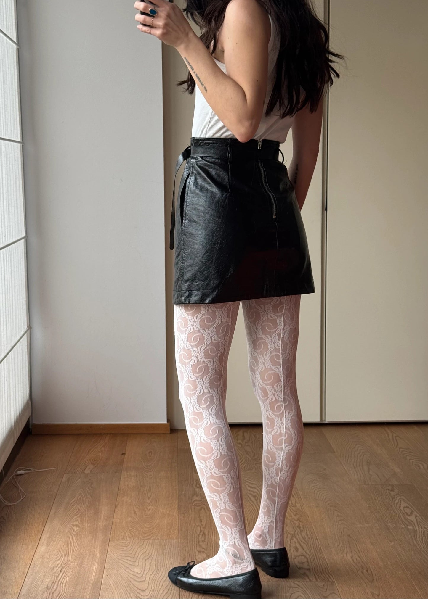 Minigonna Nera in Ecopelle con cintura