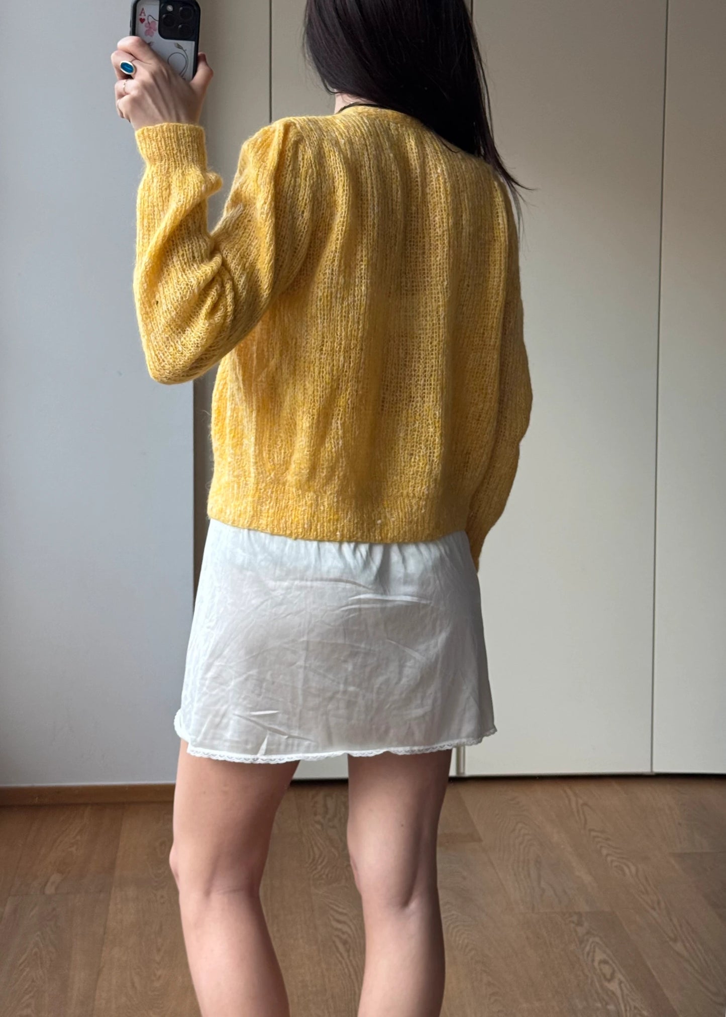 Cardigan vintage Giallo in Misto Lana e Mohair