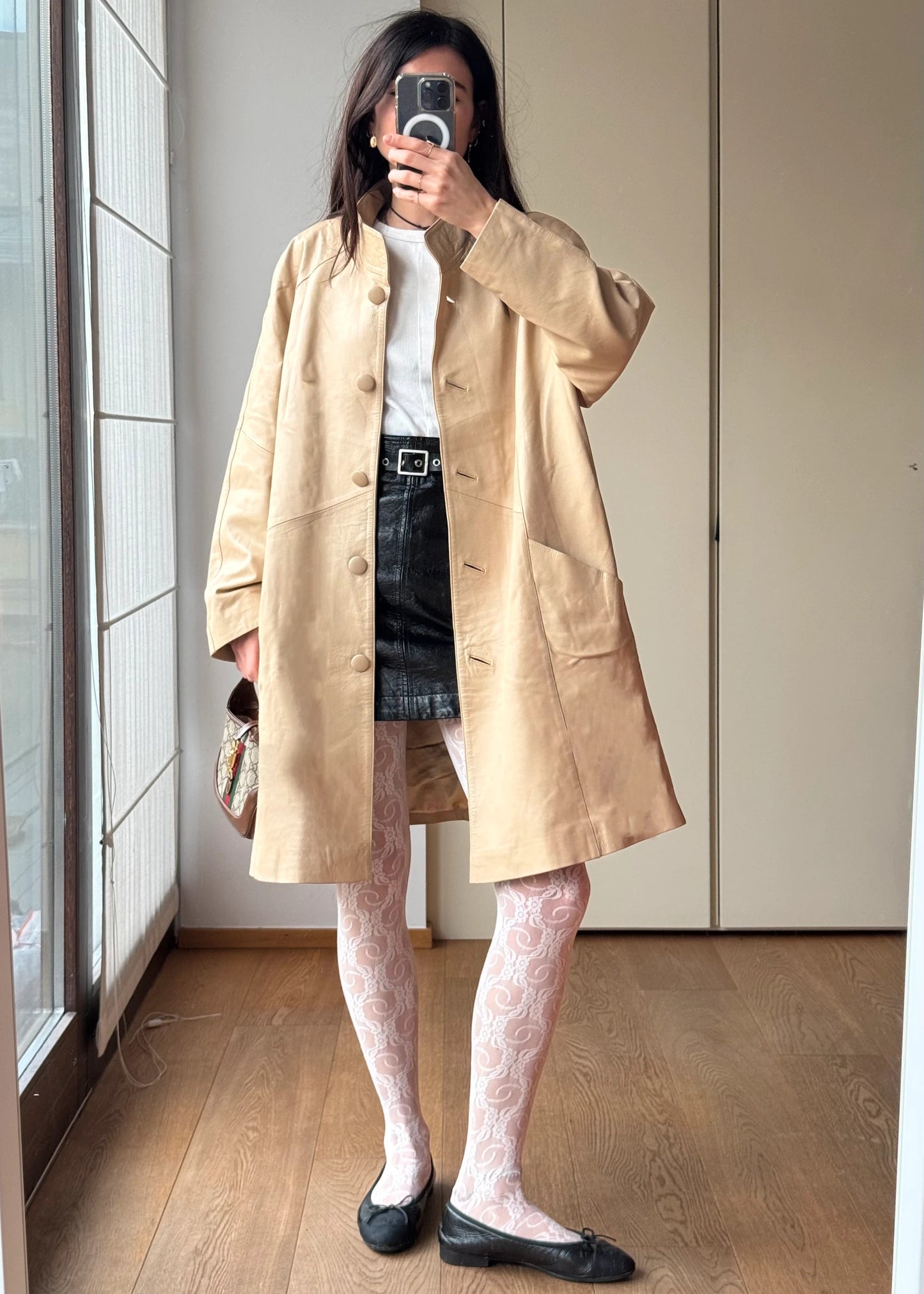 Giacca Oversize vintage y2k in Pelle Beige