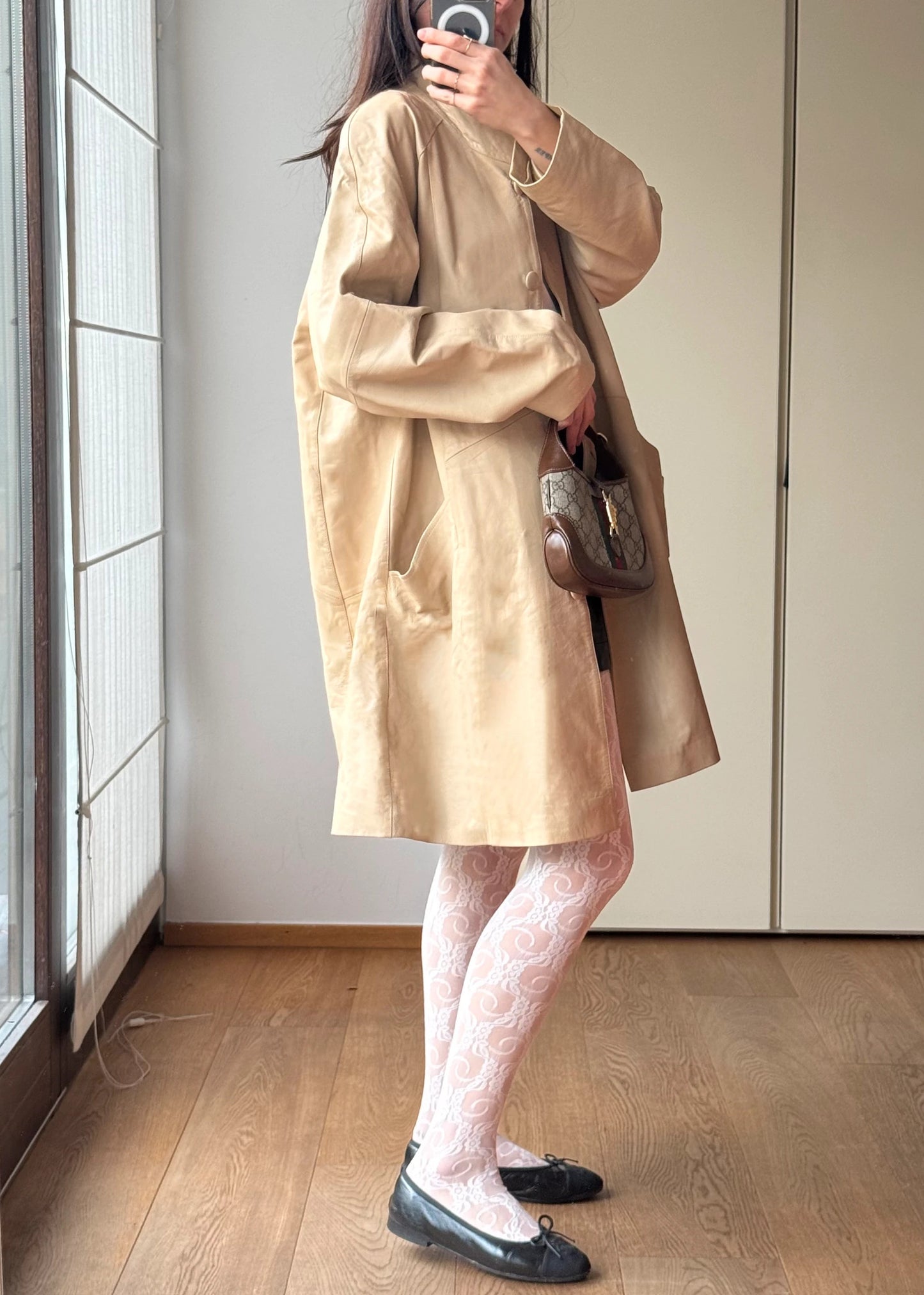Giacca Oversize vintage y2k in Pelle Beige