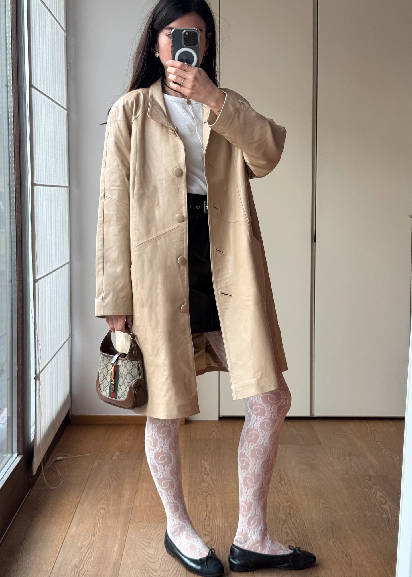 Giacca Oversize vintage y2k in Pelle Beige