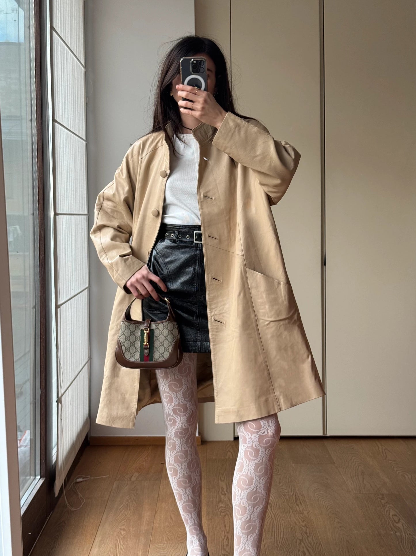 Giacca Oversize vintage y2k in Pelle Beige