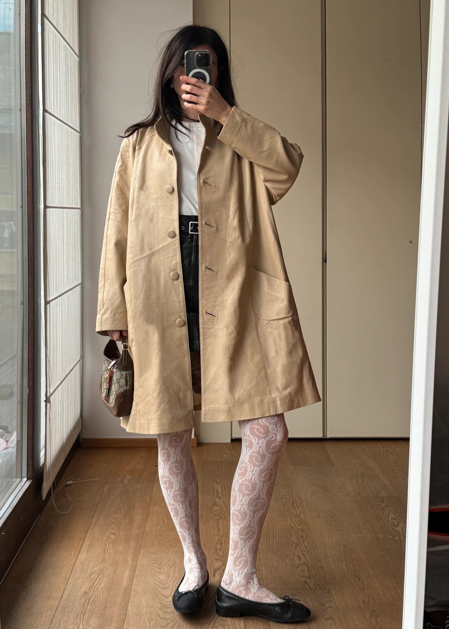Giacca Oversize vintage y2k in Pelle Beige