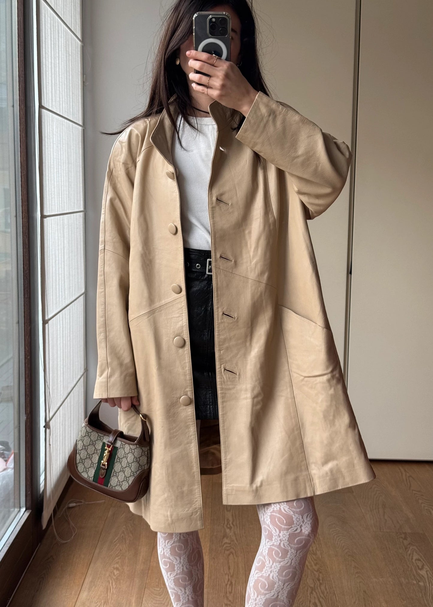 Giacca Oversize vintage y2k in Pelle Beige