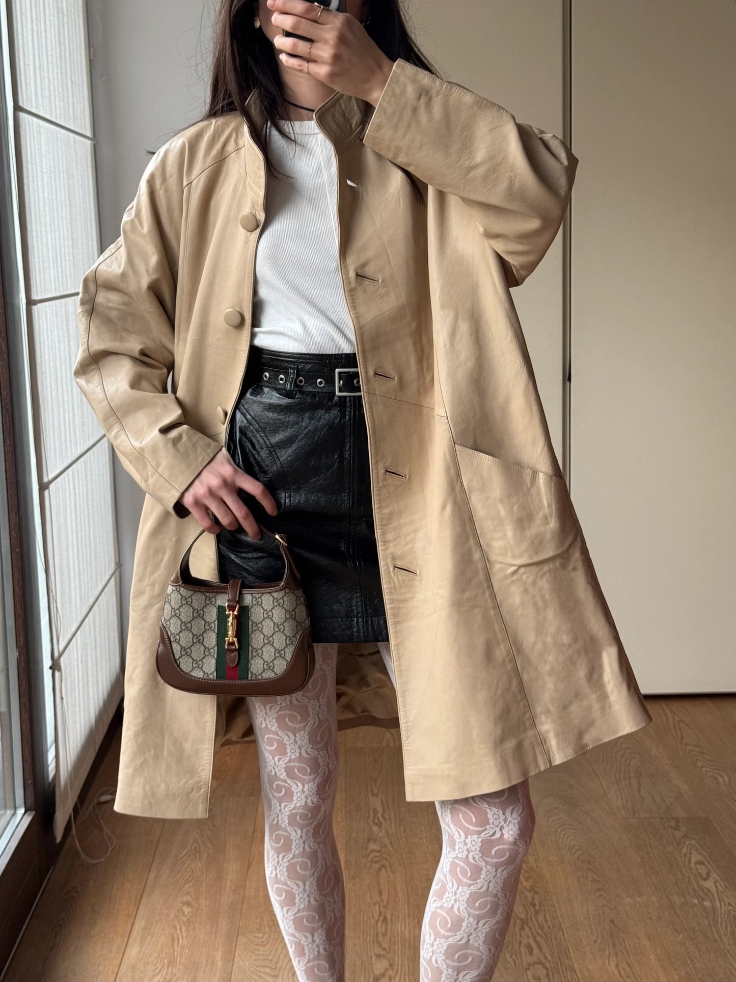 Giacca Oversize vintage y2k in Pelle Beige