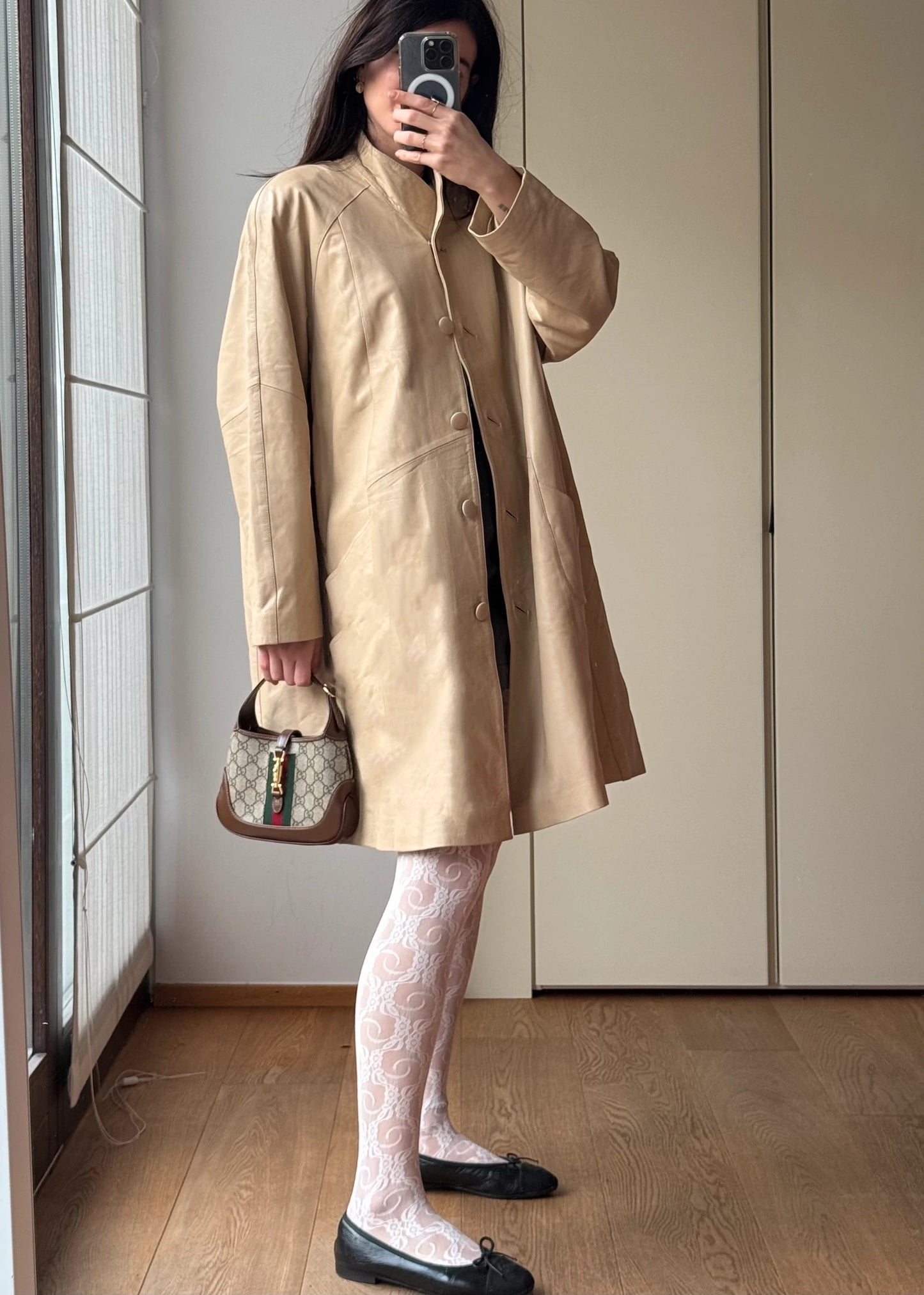 Giacca Oversize vintage y2k in Pelle Beige
