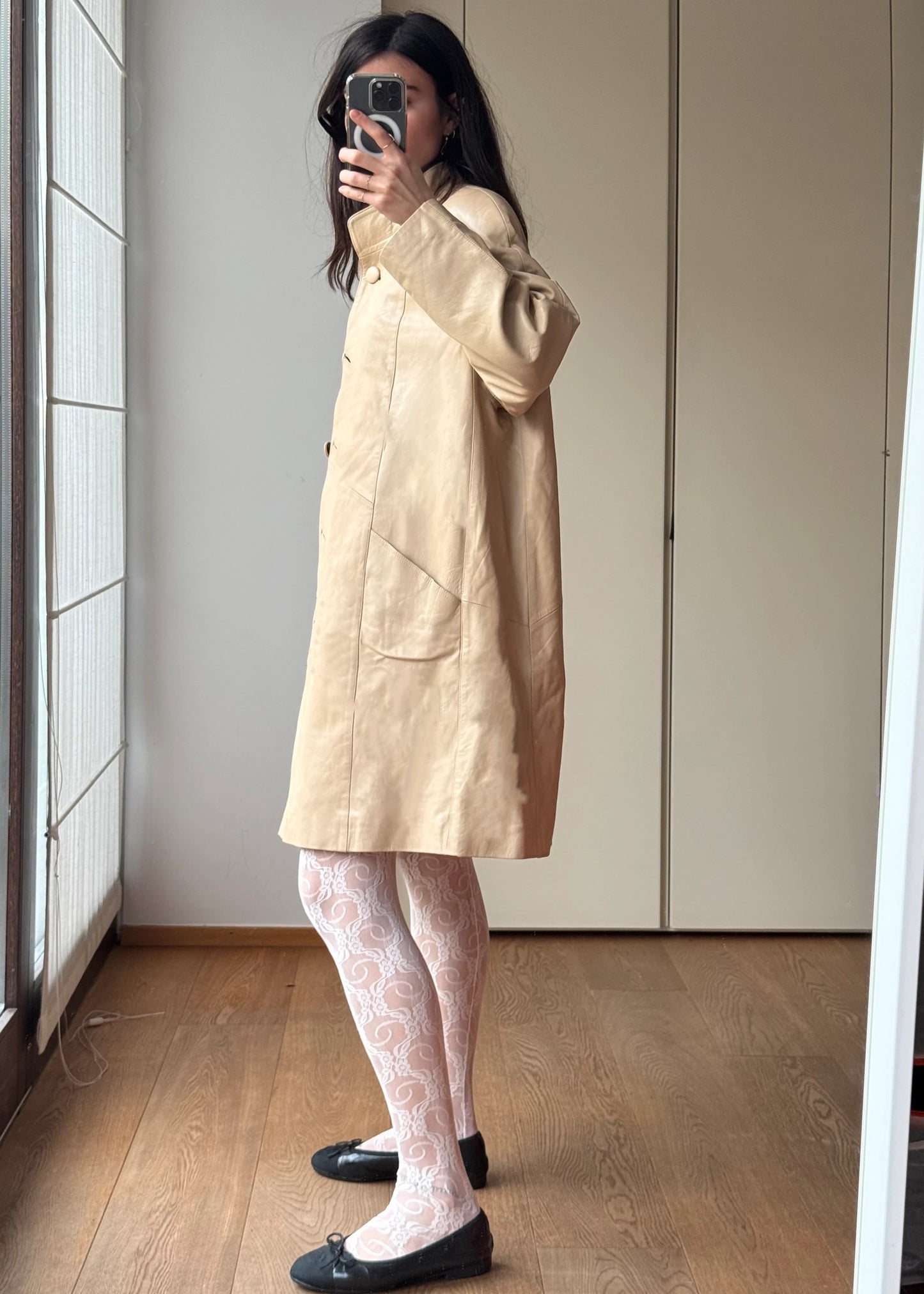 Giacca Oversize vintage y2k in Pelle Beige