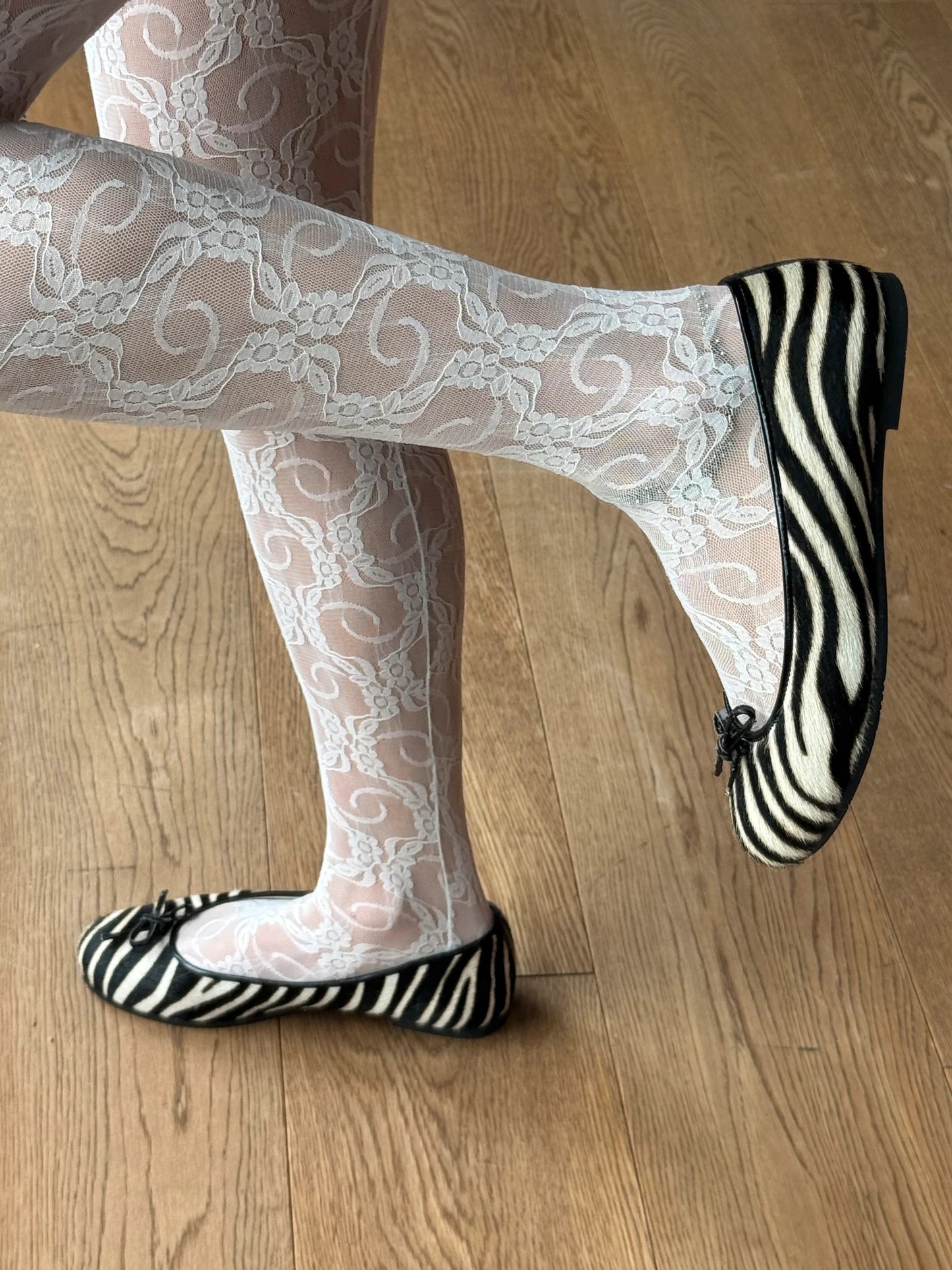 Ballerine in Cavallino e Pelle con Motivo Zebra