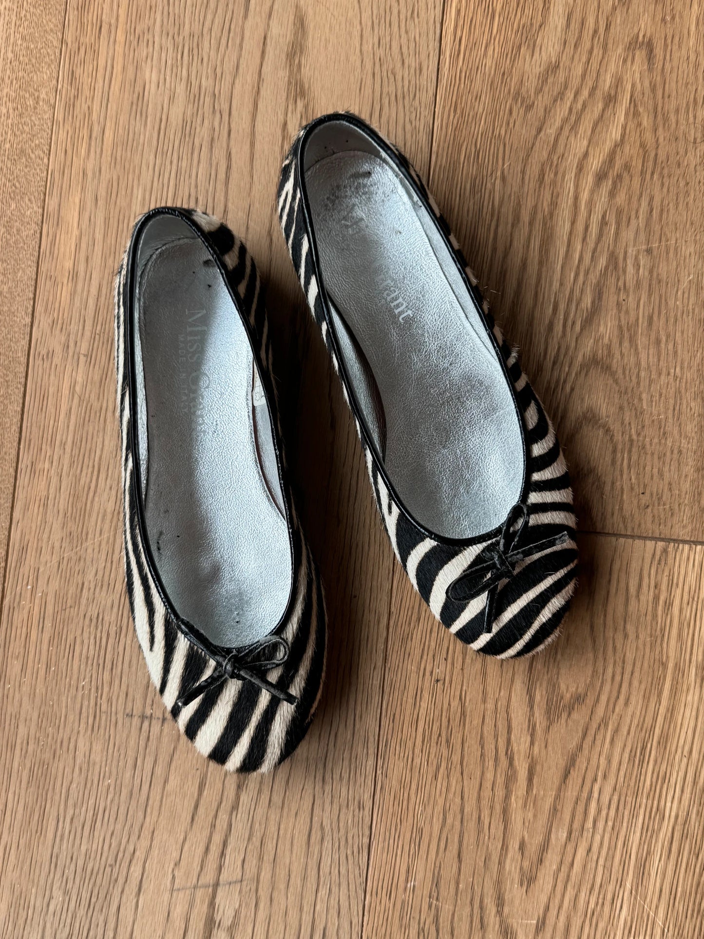 Ballerine in Cavallino e Pelle con Motivo Zebra