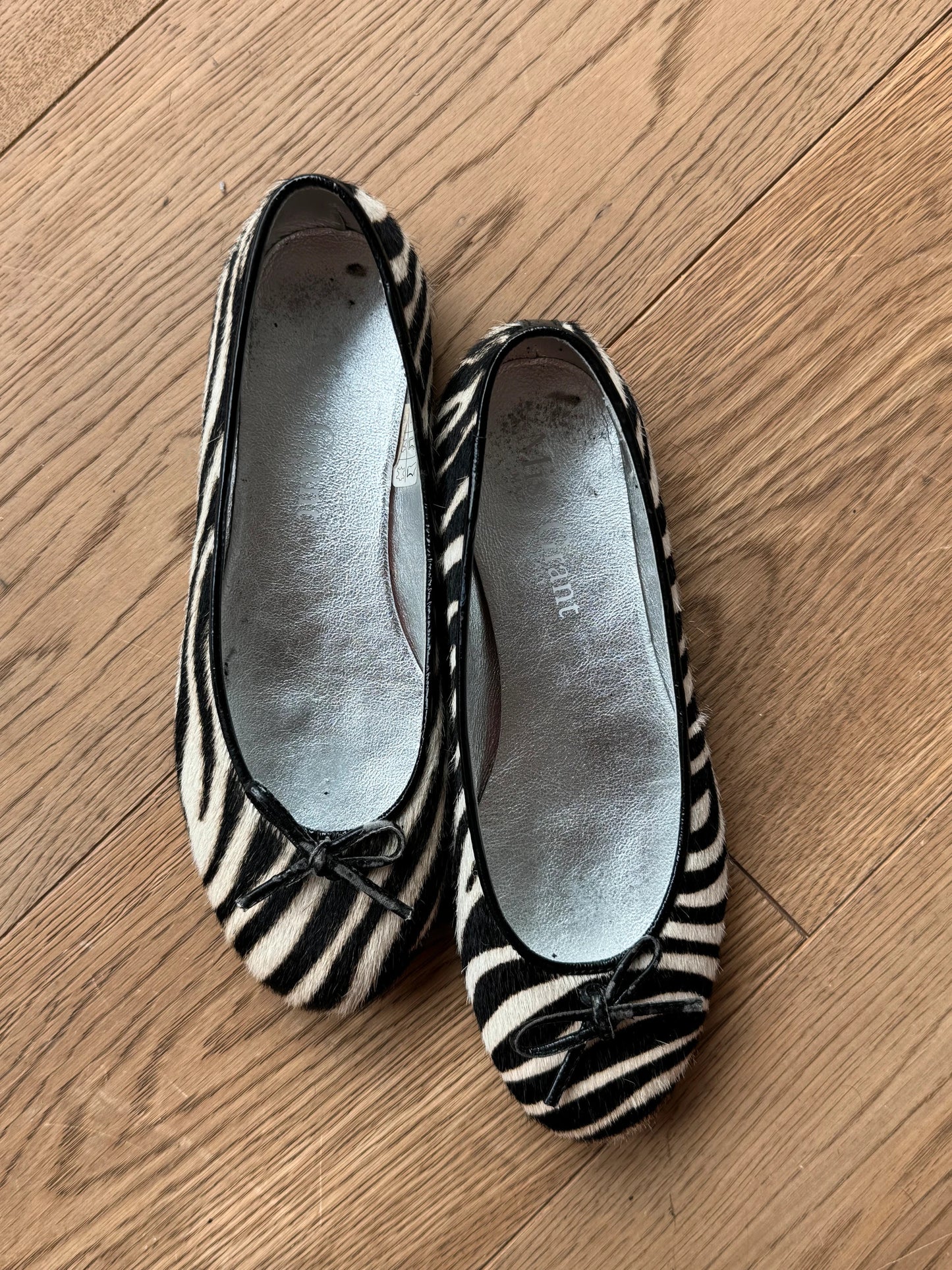 Ballerine in Cavallino e Pelle con Motivo Zebra