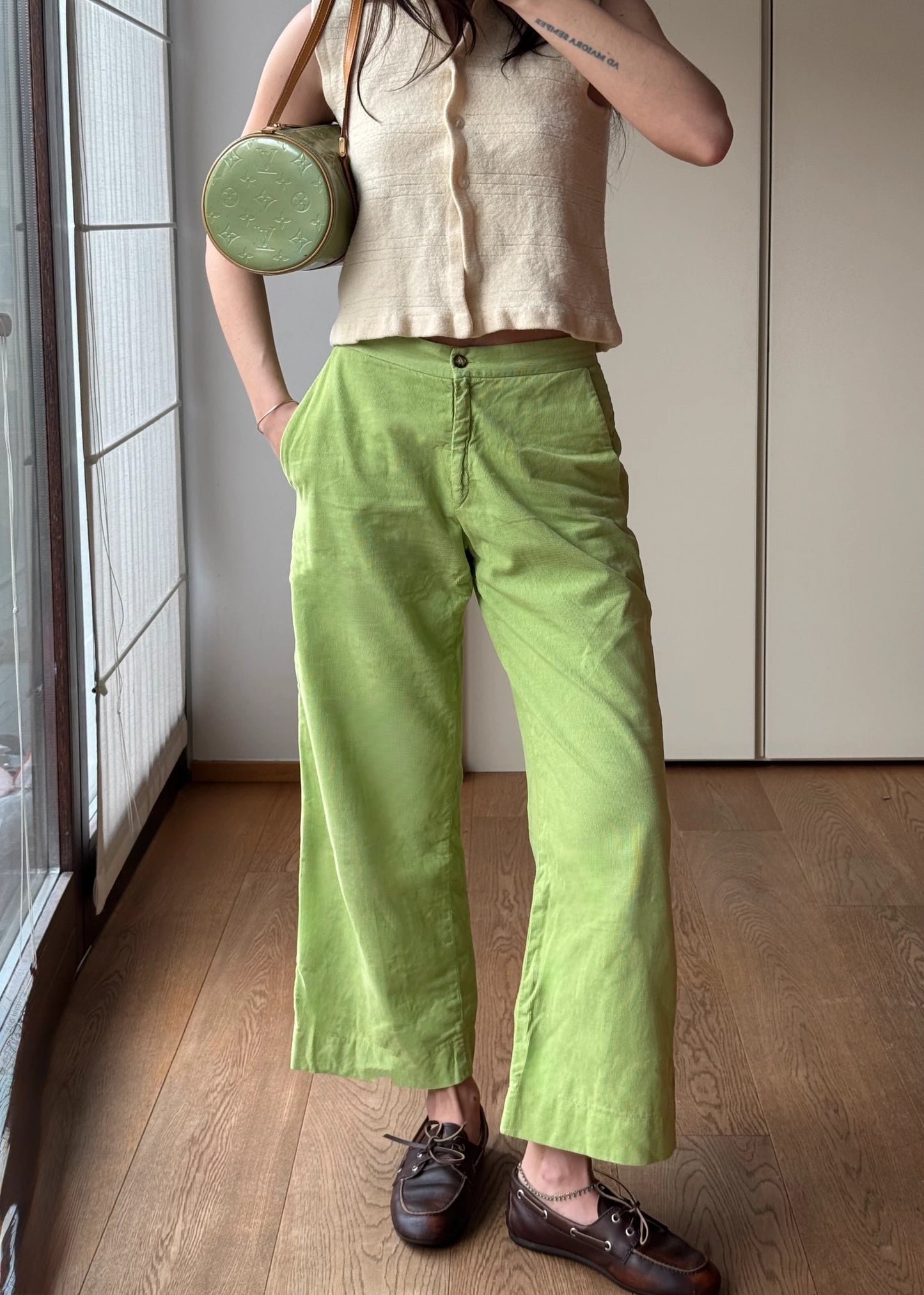 Pantaloni vintage Verdi in Cotone Leggero