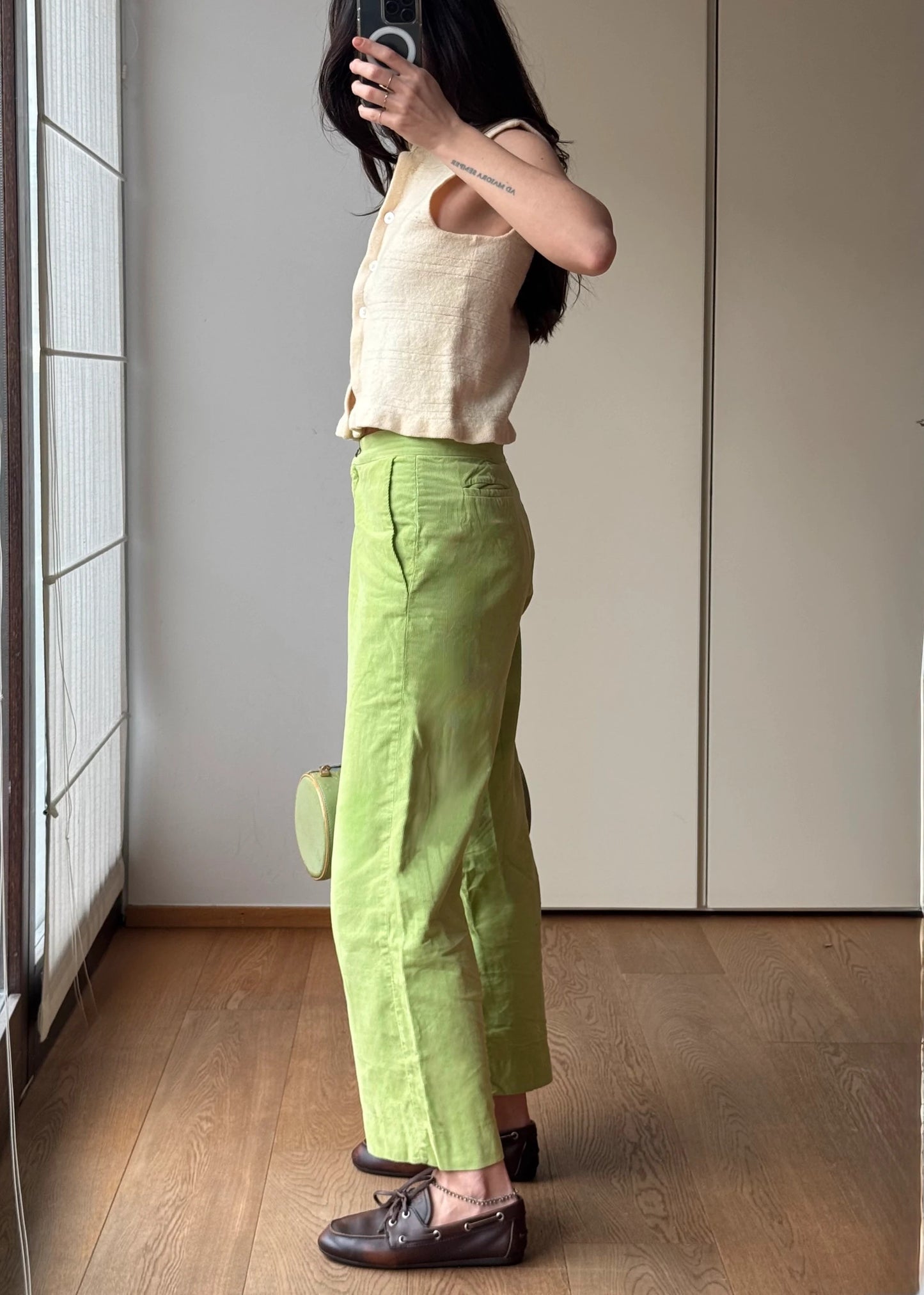 Pantaloni vintage Verdi in Cotone Leggero