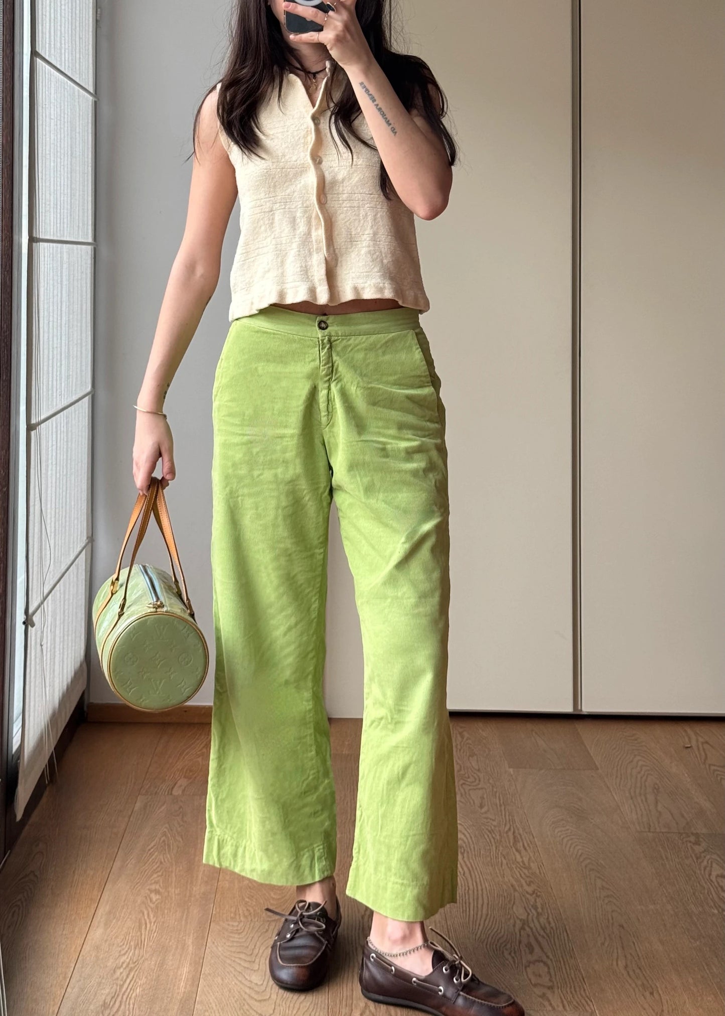 Pantaloni vintage Verdi in Cotone Leggero