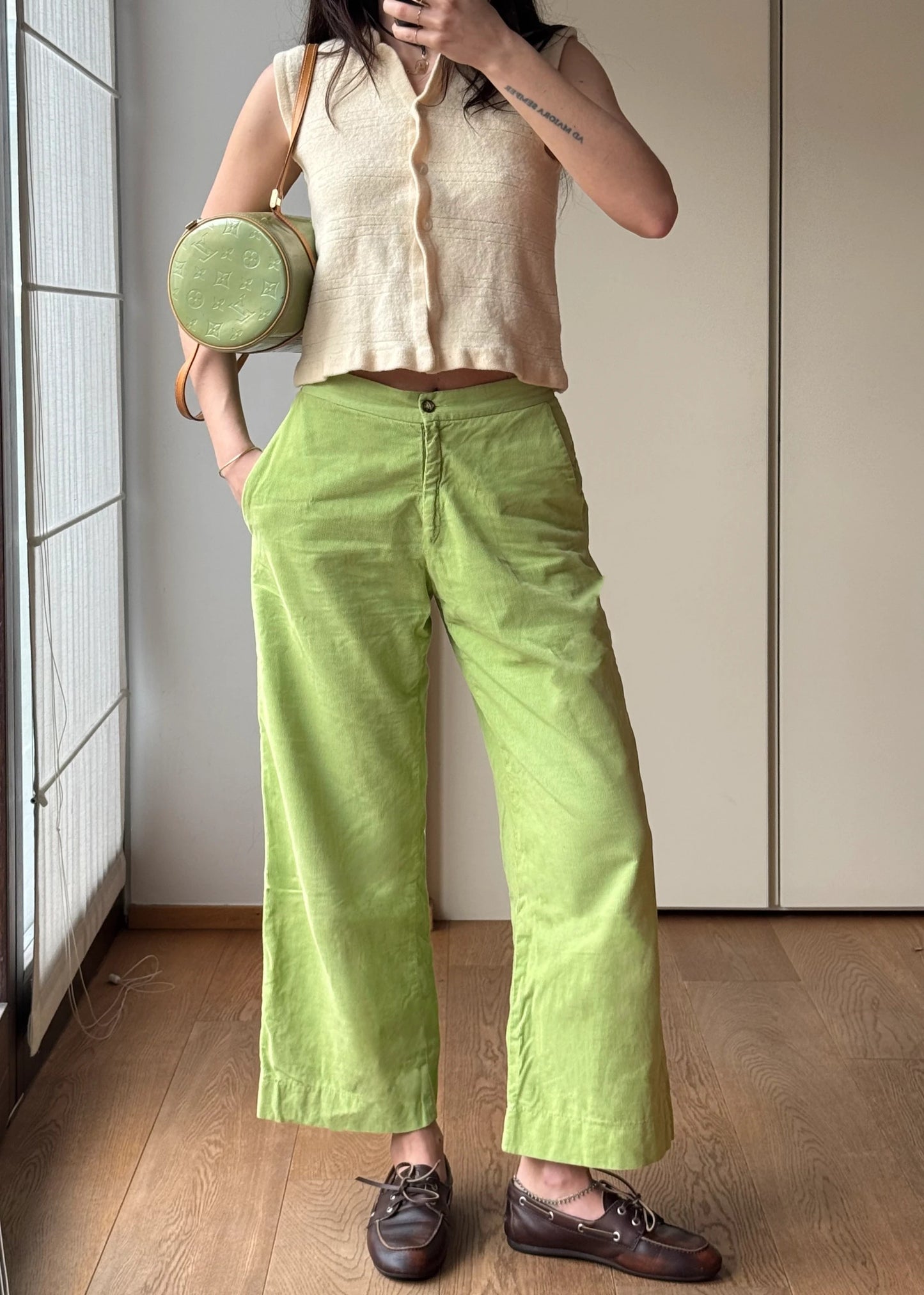 Pantaloni vintage Verdi in Cotone Leggero