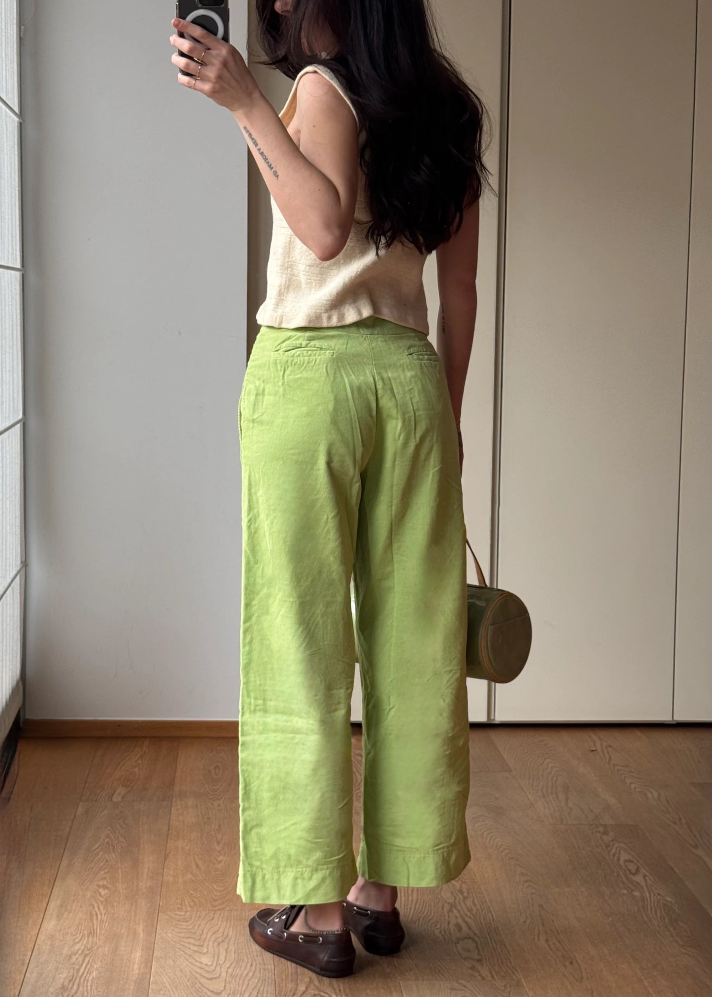 Pantaloni vintage Verdi in Cotone Leggero