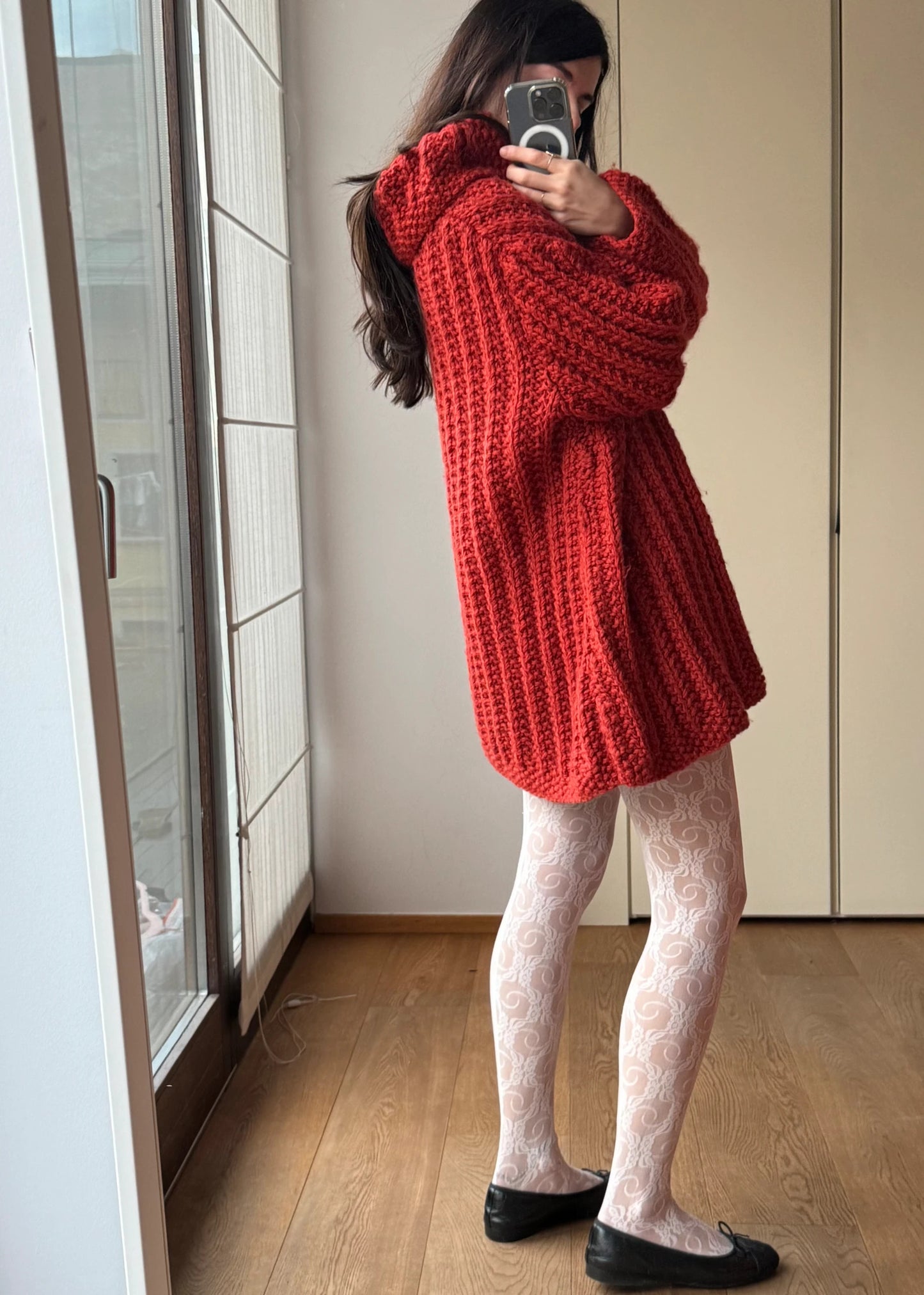 Cardigan Oversize Rosso Vintage in lana