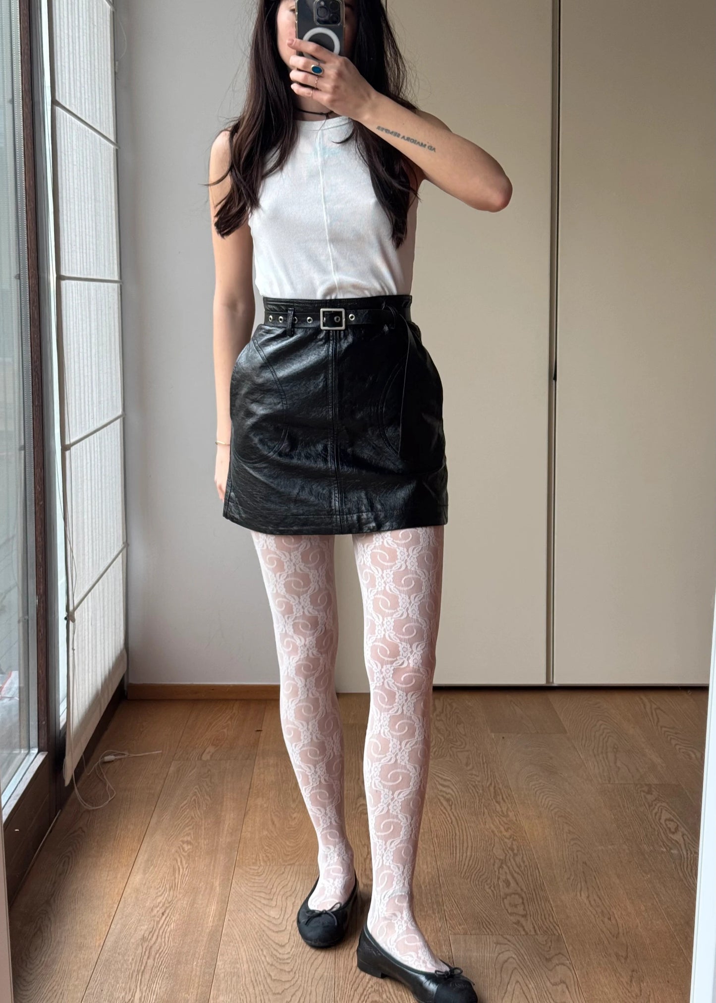 Minigonna Nera in Ecopelle con cintura