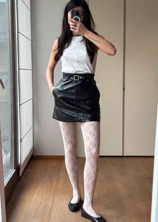 Minigonna Nera in Ecopelle con cintura