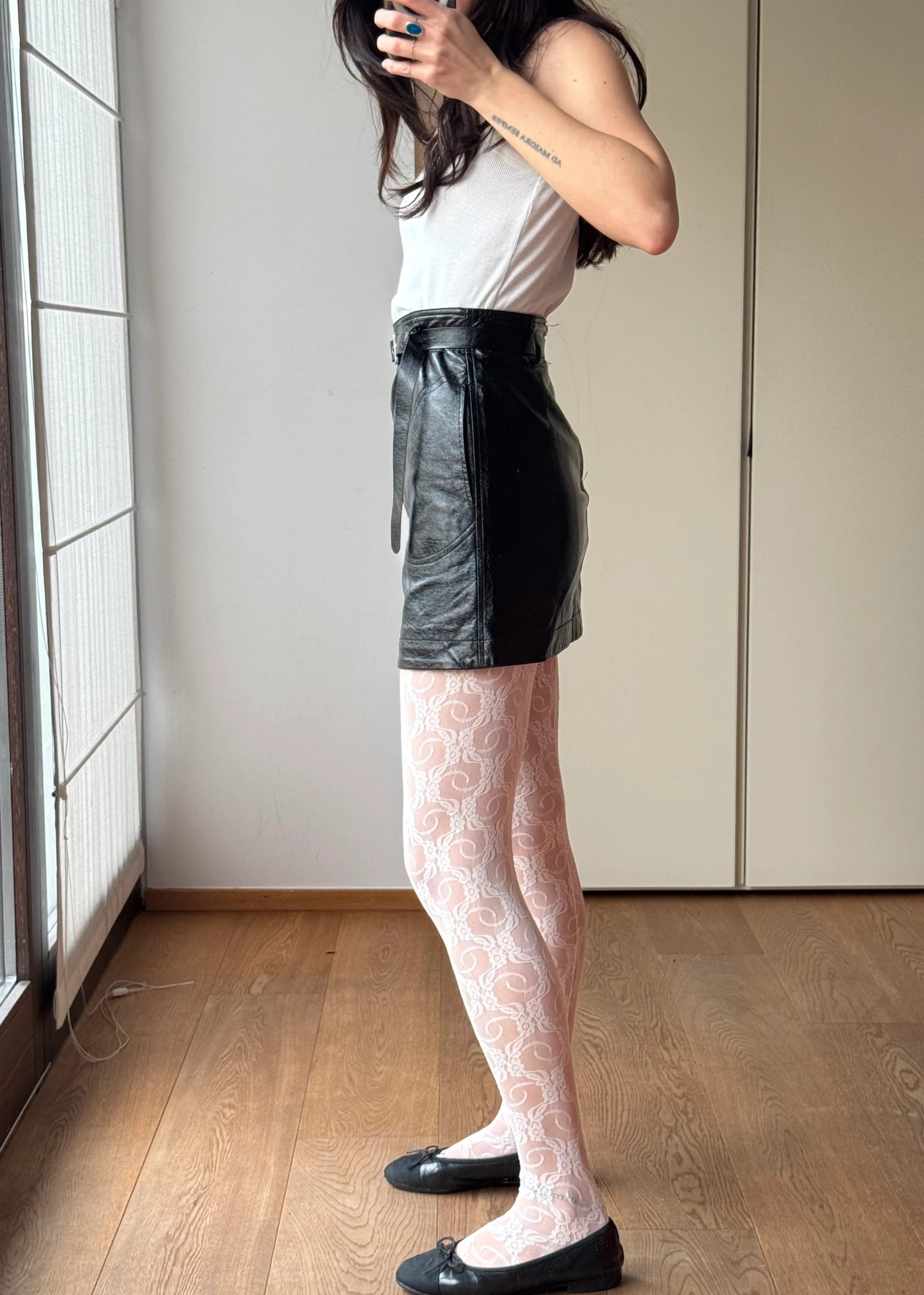 Minigonna Nera in Ecopelle con cintura