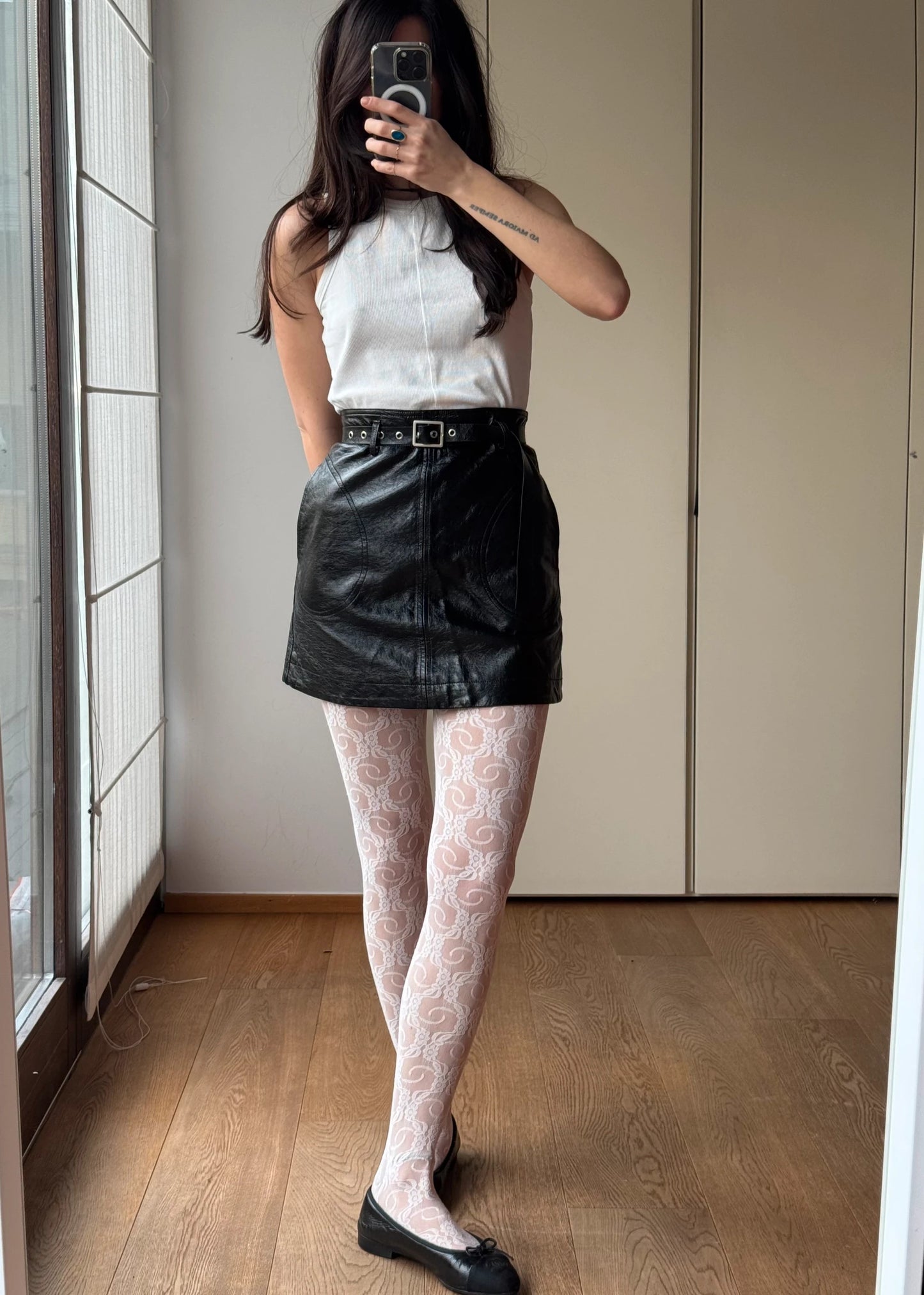 Minigonna Nera in Ecopelle con cintura