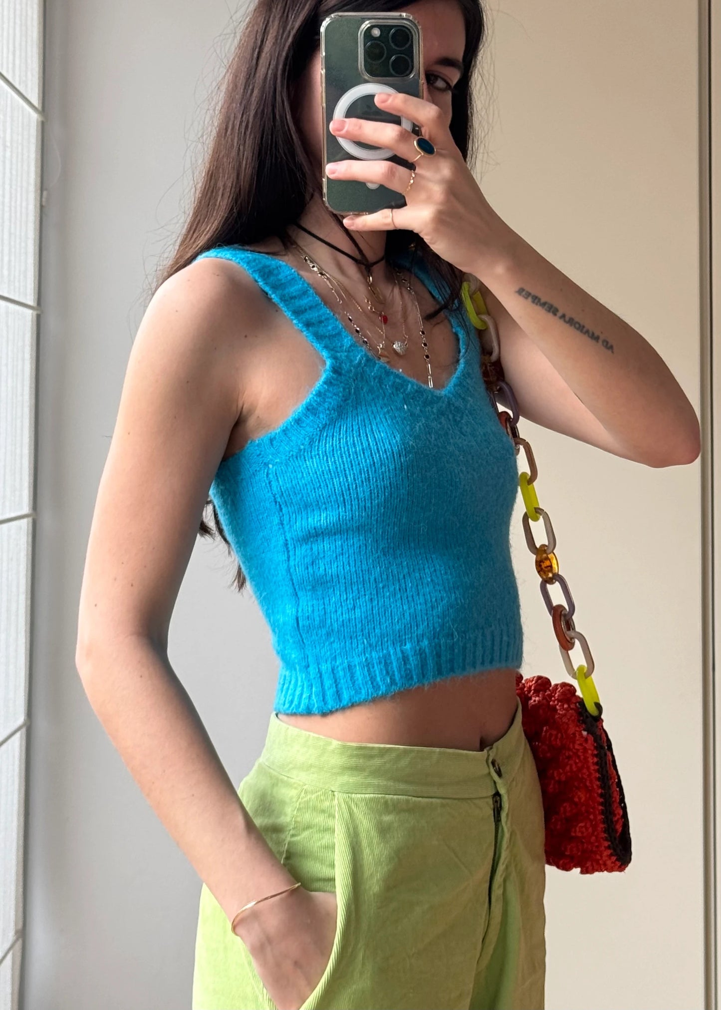 Top Azzurro in tessuto Morbido